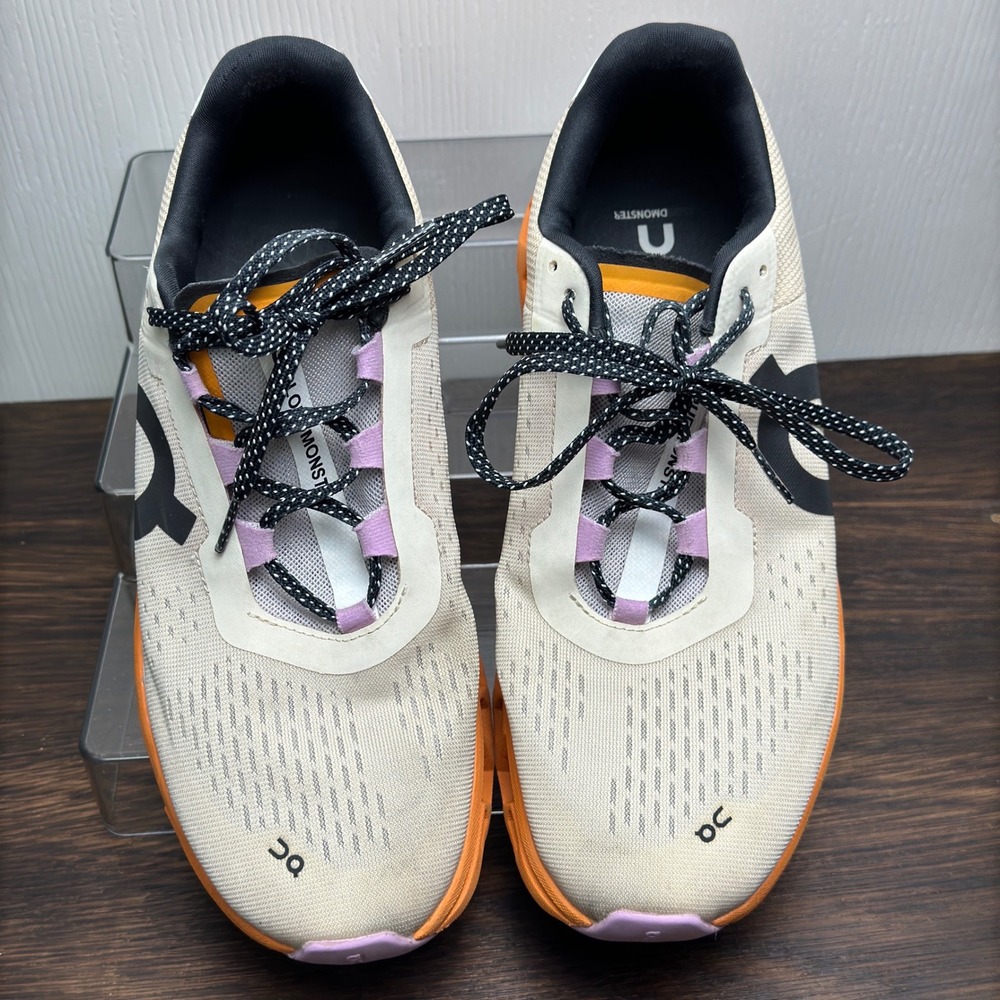 On Cloudmonster Womens Running Shoes Cream Dune Orange 61.98652 Size 10